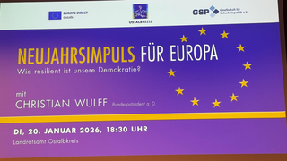 Veranstaltungsankündigung: Neujahrsimpuls für Europa mit Christian Wulff am 20. Januar 2026 im Landratsamt Ostalbkreis.