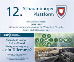 Ankündigung der 12. Schaumburger Plattform zu Rohstoff- & Energiesicherheit, gefördert vom Ministerium für Wirtschaft.