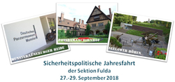 Fotos vom Panzermuseum Munster, Schloss Cecilienhof Potsdam und den Seelower Höhen. Text: 'Sicherheitspolitische Jahresfahrt, Sep 2018'.